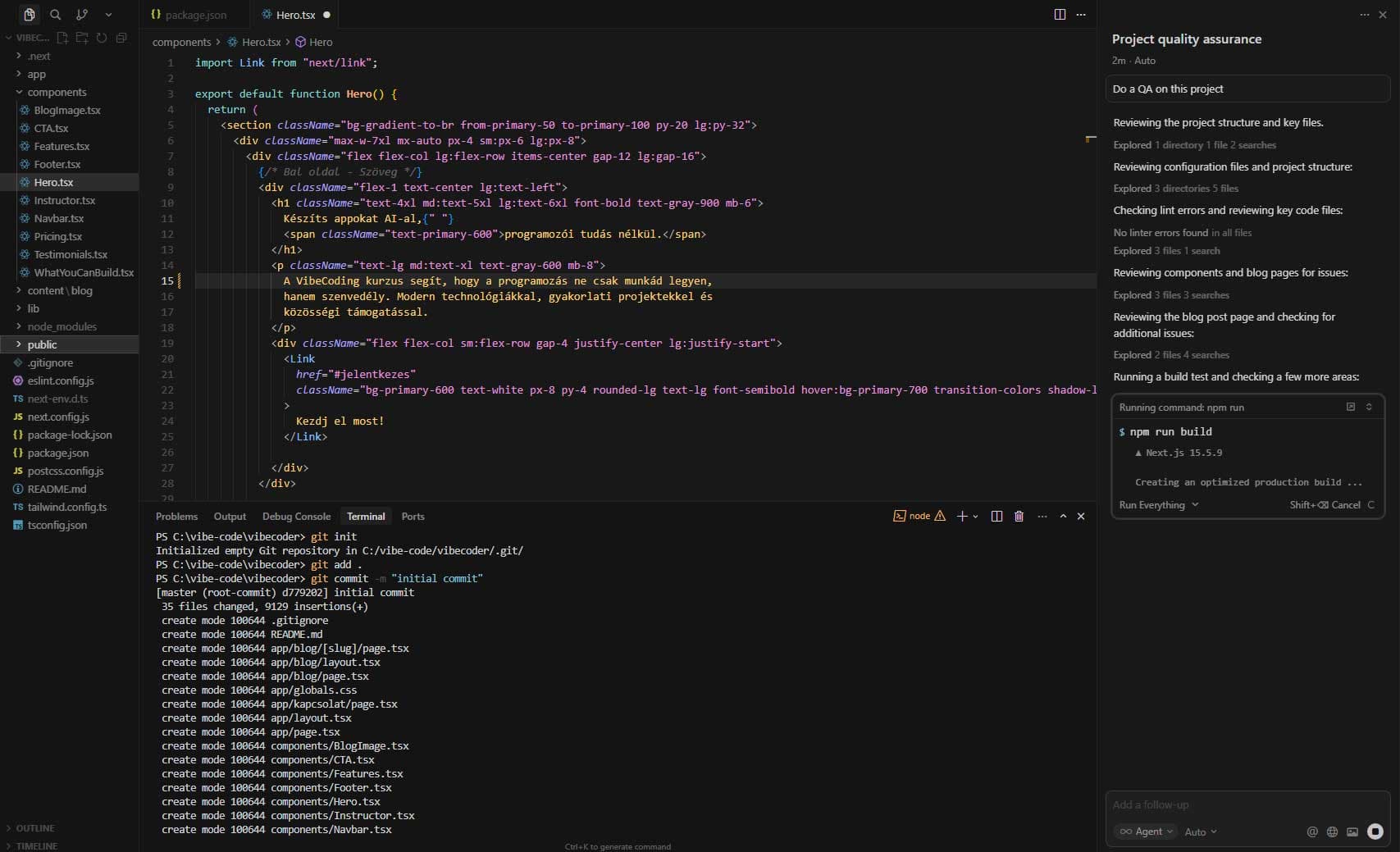 Cursor AI kódoló editor képernyőkép - Professzionális AI-alapú fejlesztőeszköz